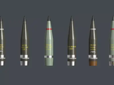 Artillery Caesar France Projectile 155mm Low-poly 3D model