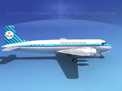 Douglas DC-6 KLM Roal Dutch Airlines 3D model