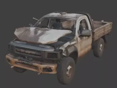 Wrecked Pickup Truck 3D Model Low-poly 3D model