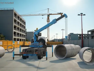  Mobile Crane with Operator Seat Rigged for Cinema 4D 