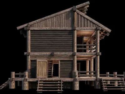 Medieval Houses 17 - 4K Textures Game Ready Low-poly 3D model
