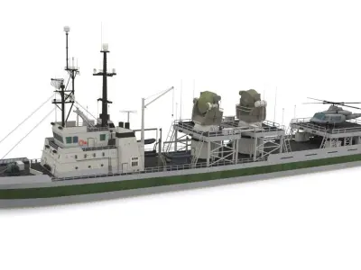 research vessel Low-poly 3D model