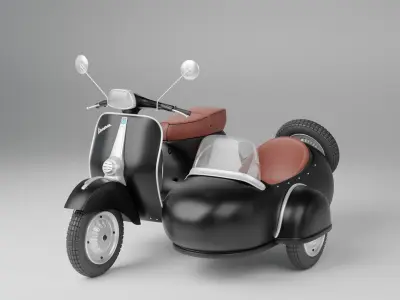 Vespa Sprint With Sidecar Season 2 Low-poly 3D model  Low-poly 3D model