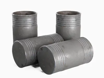 Old Steel Barrel 07 Low-poly 3D model