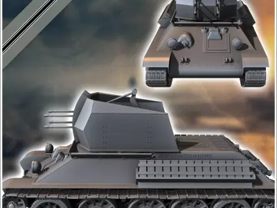 Flakpanzer T-34 anti-aircraft gun - Germany Eastern Western Fron 3D print model