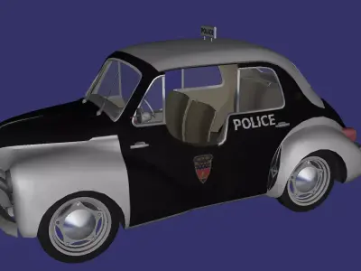 Renault 4 Cv Police version Free low-poly 3D model