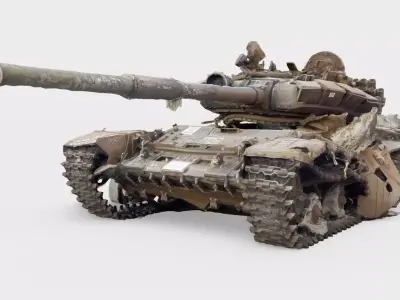 Russian T-90 tank destroyed by Ukrainian army 3D model purchase