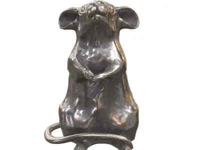 Rat metal statues Low-poly 3D model