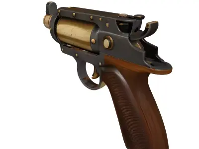 Steampunk SciFi Revolver Pistol 3D model