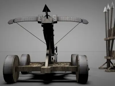 Medieval Ballista Catapult Low-poly 3D model