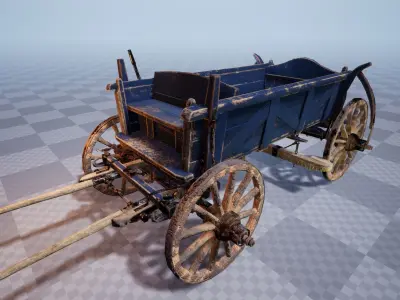 Horse Cart UE4 Ready Low-poly 3D model