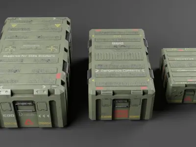 Military boxes GameReady  Low-poly 3D model