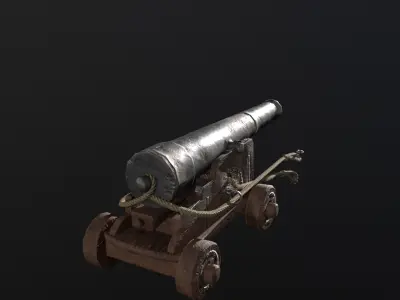 Low poly 3D model of an 18th century naval cannon Low-poly 3D model