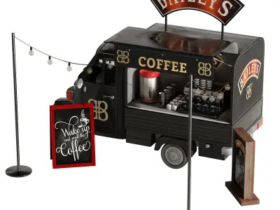Food truck coffee set 4 3D model