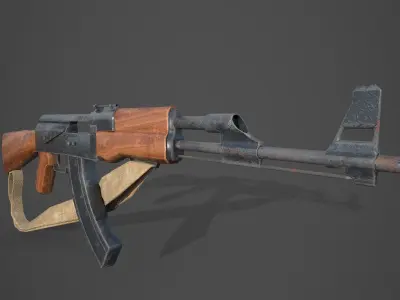 Low poly game asset - AK-47 Type 1 - PBR Low-poly 3D model