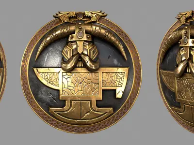 shield golden Low-poly 3D model