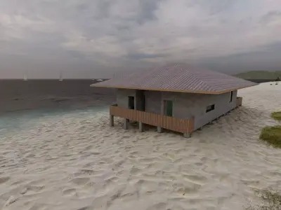 Beach Casa Scene-villa-modern house 3D model