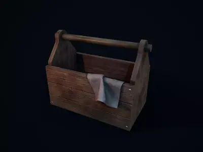 Wooden Toolbox Low-poly 3D model purchase