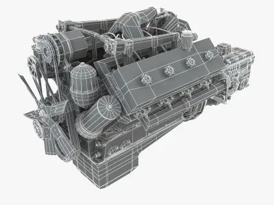 Kraz Engine With Gearbox 3D model