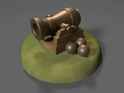 Simple game-ready Cannon Low-poly 3D model