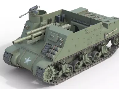 M7 Priest Howitzer  Low-poly 3D model