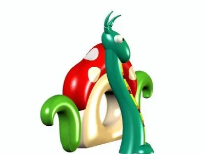 Worm cartoon style 3D model