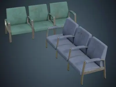 Waiting Chair 1B Low-poly 3D model