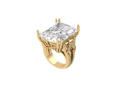 Radiant solitaire Art Deco Ring 3D print model