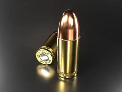 9mm Parabellum Luger  Ammo Inc 9x19  Low-poly 3D model