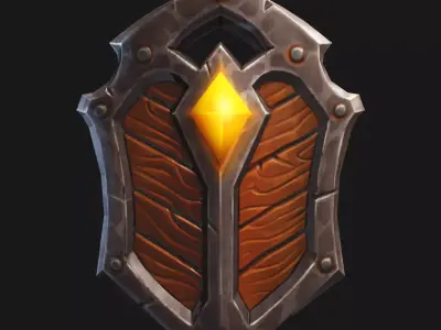 Stylized Shield Weapon Low Poly Game Ready 3D model Low-poly 3D model