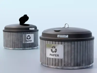 Paper Garbage Bin Free 3D model