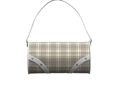 Ivory Plaid Leather Barrel Bag 3D model