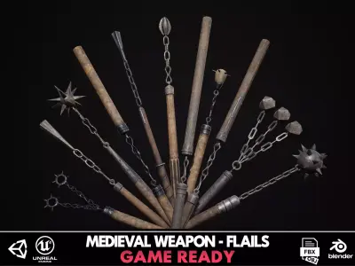 Medieval Weapon -  Flails Low-poly 3D model