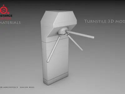 Turnstile 3D model turntable with handle Low-poly 3D model
