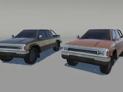 Pickup trucks Low-poly 3D model