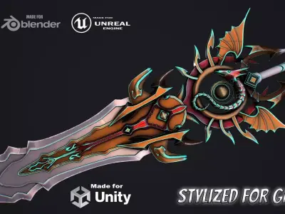 Fantasy Sword 11 Stylized game ready 3d model Low-poly 3D model