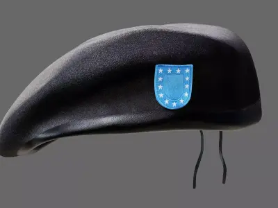 US Military Helmet hat Beret  Black  Low-poly 3D model