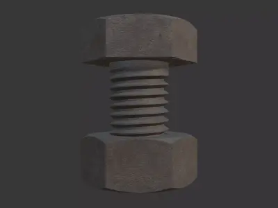 M10 Hex Bolts and Nuts with Rusty Iron Texture 3D model