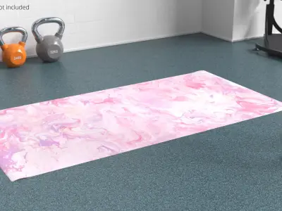 Fitness Mat with Pastel Swirl Design Pink 3D model