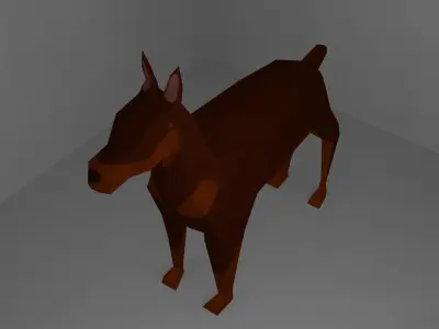 Doberman Dog Low Poly Low-poly 3D model