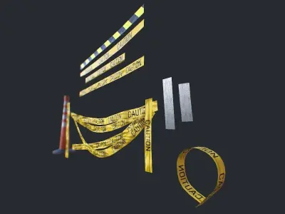 Caution Tape Low-poly 3D model