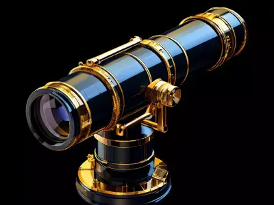 Luxury Gold and Black Telescope Model Low-poly 3D model