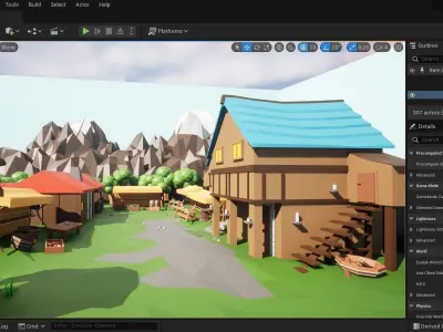 Middle Age Village Low-poly 3D model