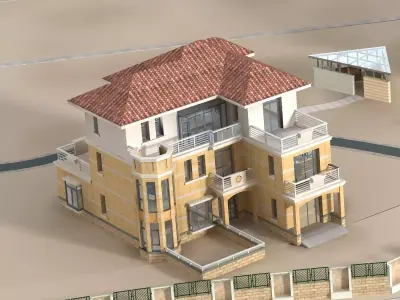 Villa house in desert 3D model