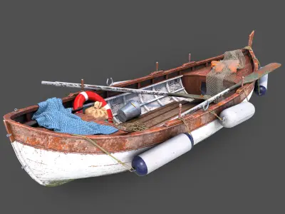 Wooden boat 3D model