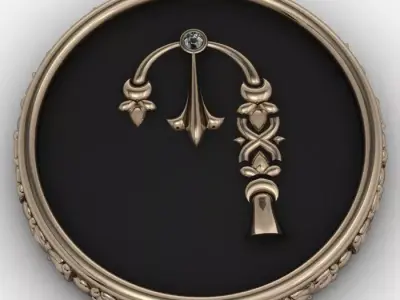 Brooche with armenian letter P 3D print model