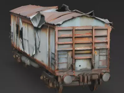 Realistic Destroyed Freight Car 3d model Low-poly 3D model