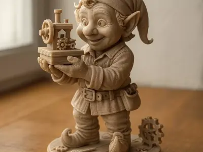 Christmas Elf Figurine with Toy Train 3D Print STL Statue 3D print model