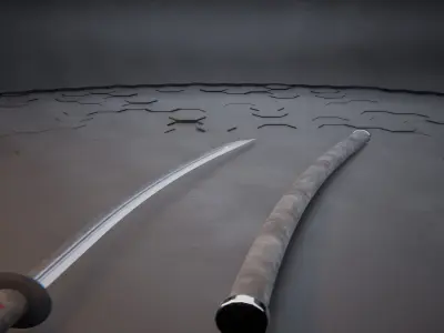 Weapon Katana Sword Blade Low-poly 3D model Low-poly 3D model