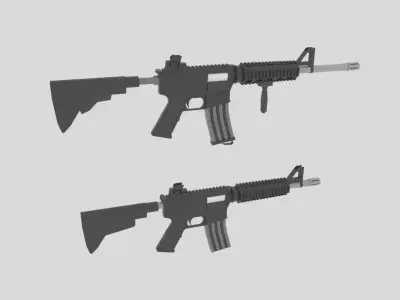 2 M4 Carbine -Unique Style-Rigged Game Ready Low-poly 3D model